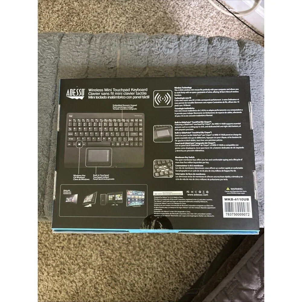 Adesso Wireless Mini Touchpad Keyboard (WKB4110UB)